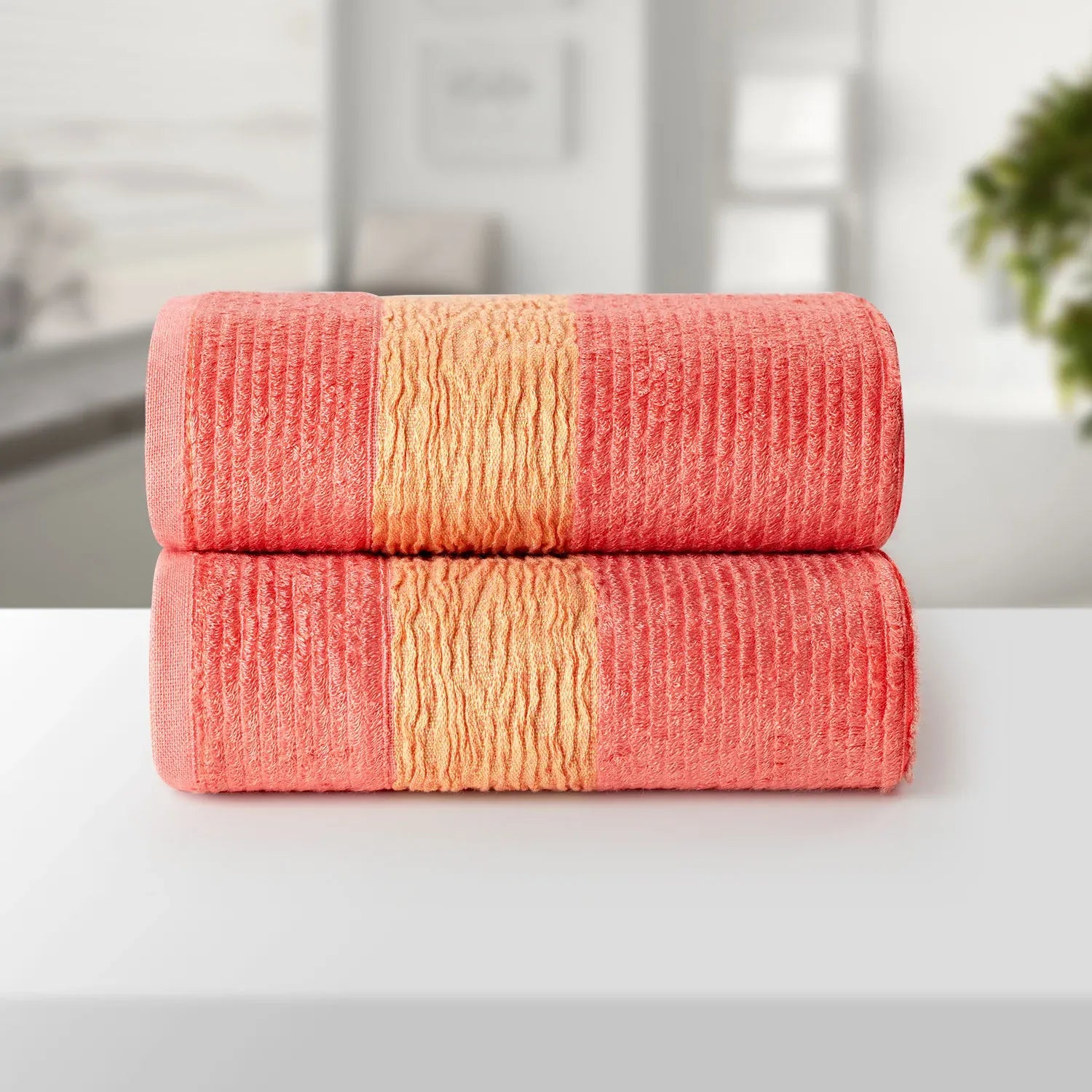 The Bamboo 2 Pcs Hand Towel – Ultra-Absorbent Elegance for Everyday Use| Color : Peach 01