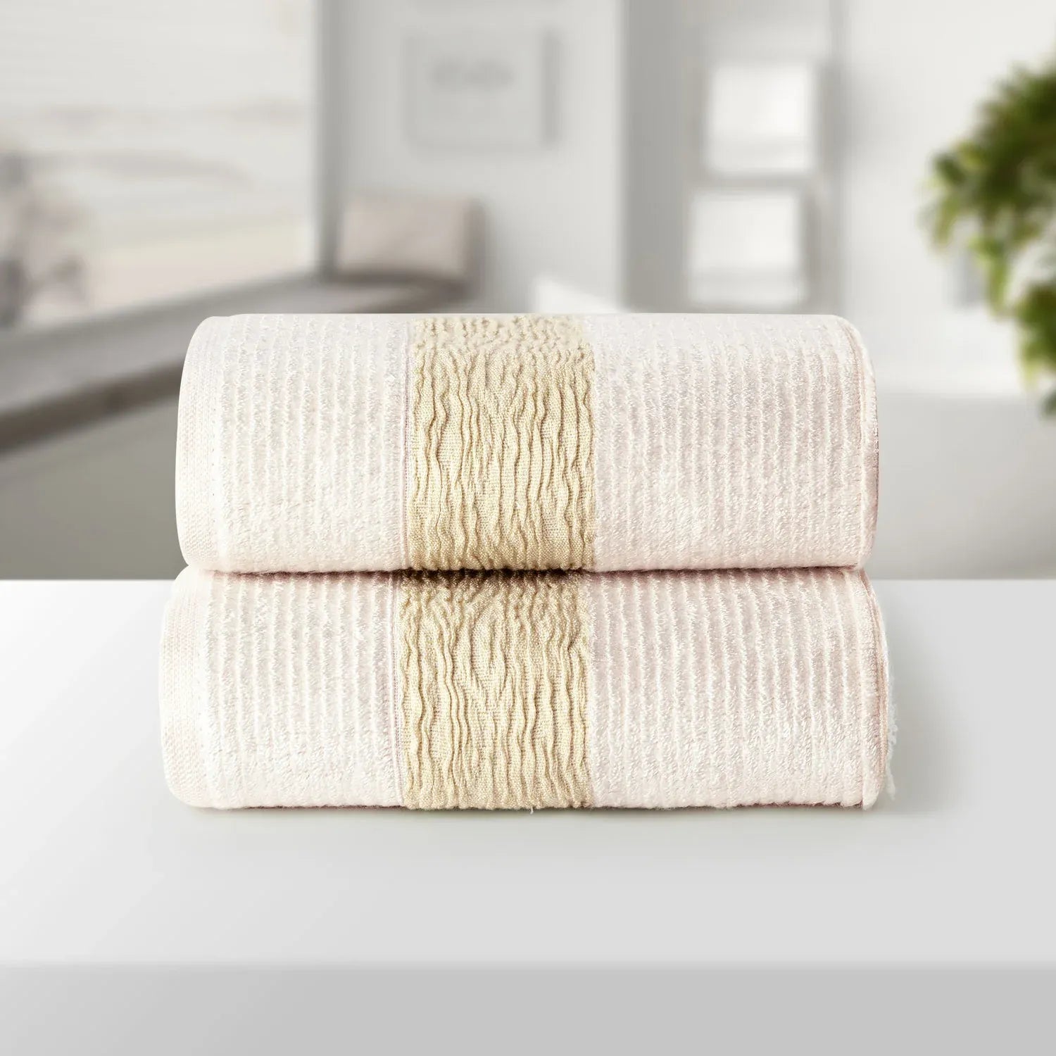 The Bamboo 2 Pcs Hand Towel – Ultra-Absorbent Elegance for Everyday Use| Color : Off White 01