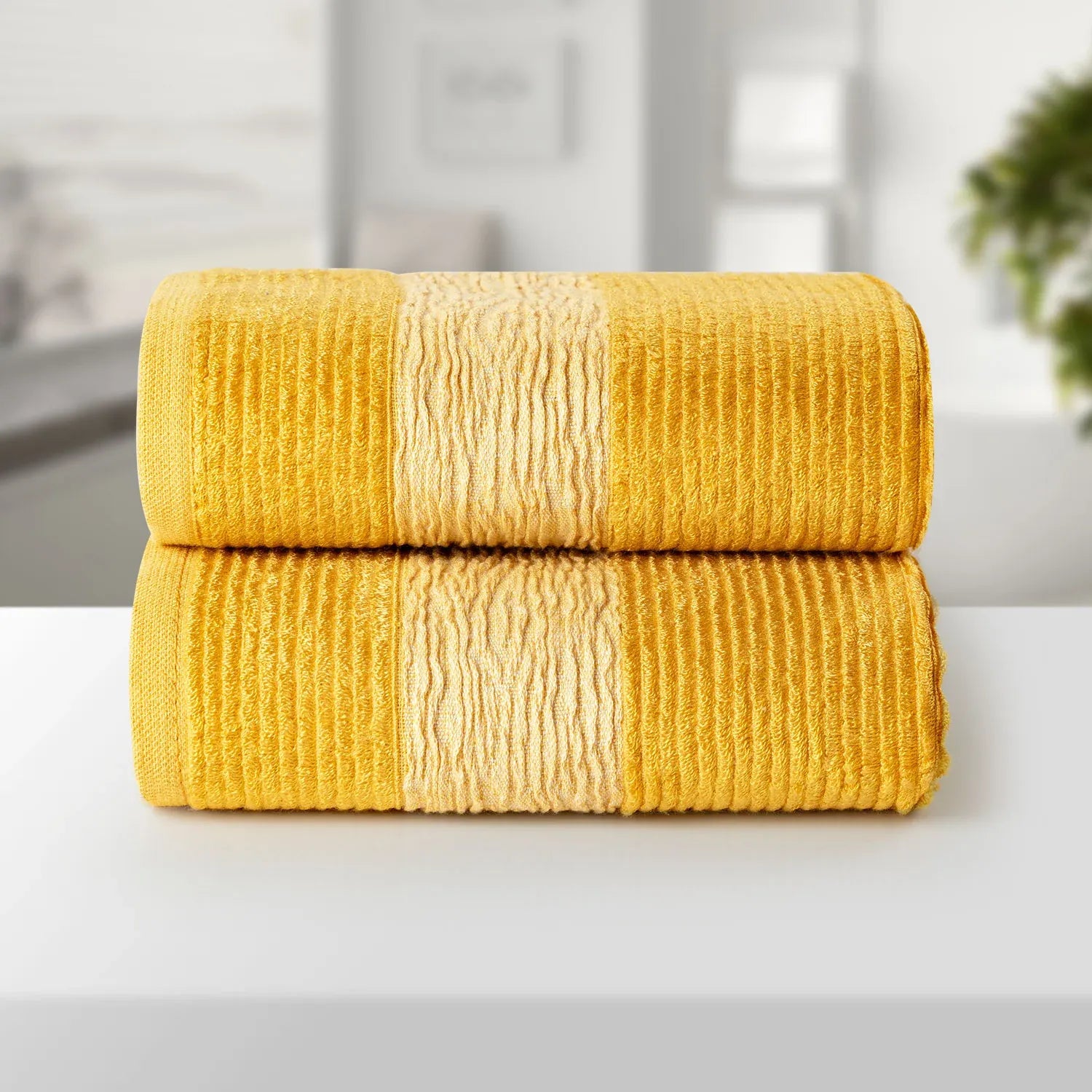The Bamboo 2 Pcs Hand Towel – Ultra-Absorbent Elegance for Everyday Use| Color : Yellow 01