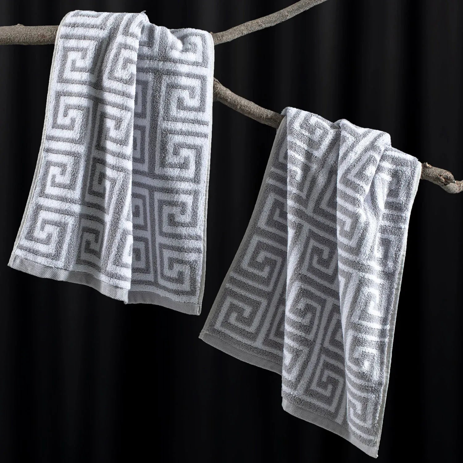 ROMA 2 Pcs Hand Towel - All Over | Color : Light Grey