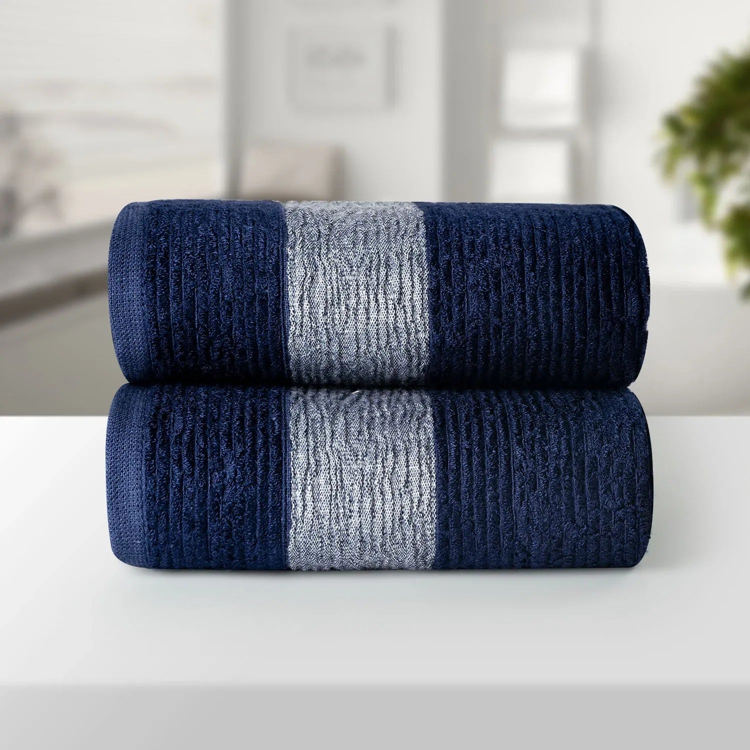 The Bamboo 2 Pcs Hand Towel – Ultra-Absorbent Elegance for Everyday Use| Color : Navy 01