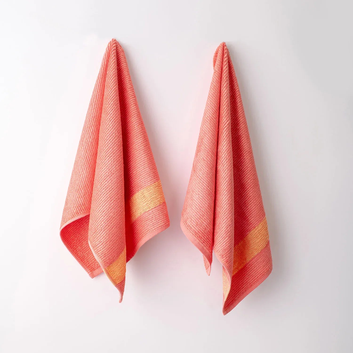 The Bamboo 2 Pcs Hand Towel – Ultra-Absorbent Elegance for Everyday Use| Color : Peach 01