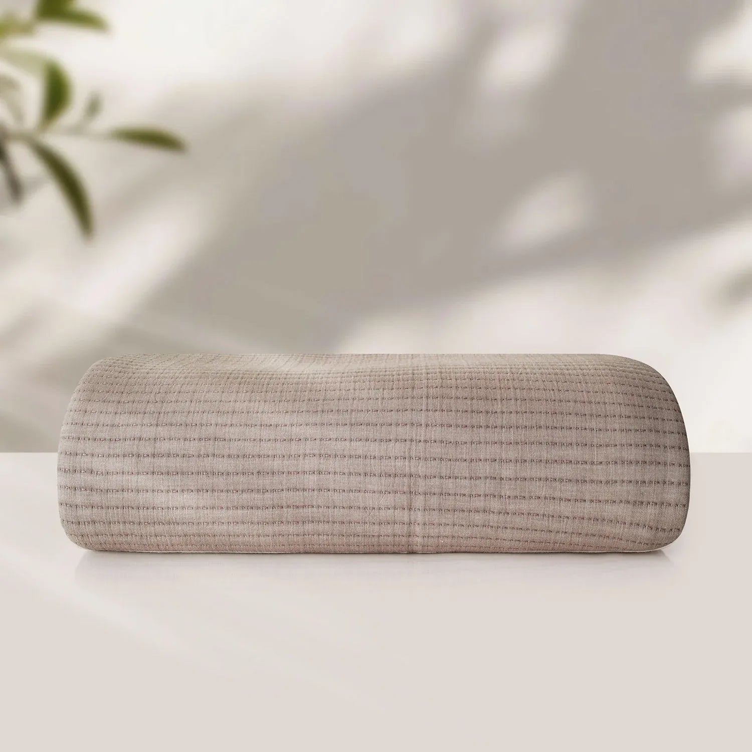 Linen Cotton Quilted Bed Spread Set – Lightweight All-Season Comfort - 3pcs Set | Color : Beige