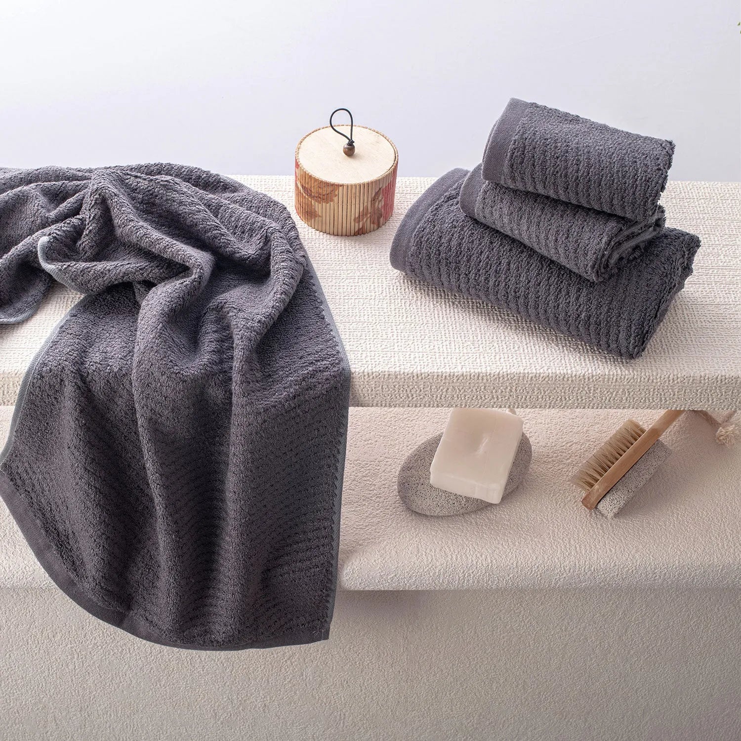 The Bamboo 2 Pcs Hand Towel – Ultra-Absorbent Elegance for Everyday Use| Color : Grey 04