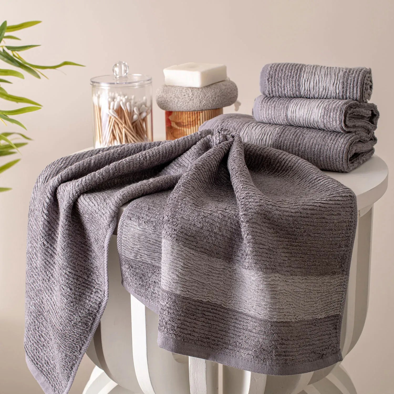 The Bamboo 2 Pcs Hand Towel – Ultra-Absorbent Elegance for Everyday Use| Color : Grey 01