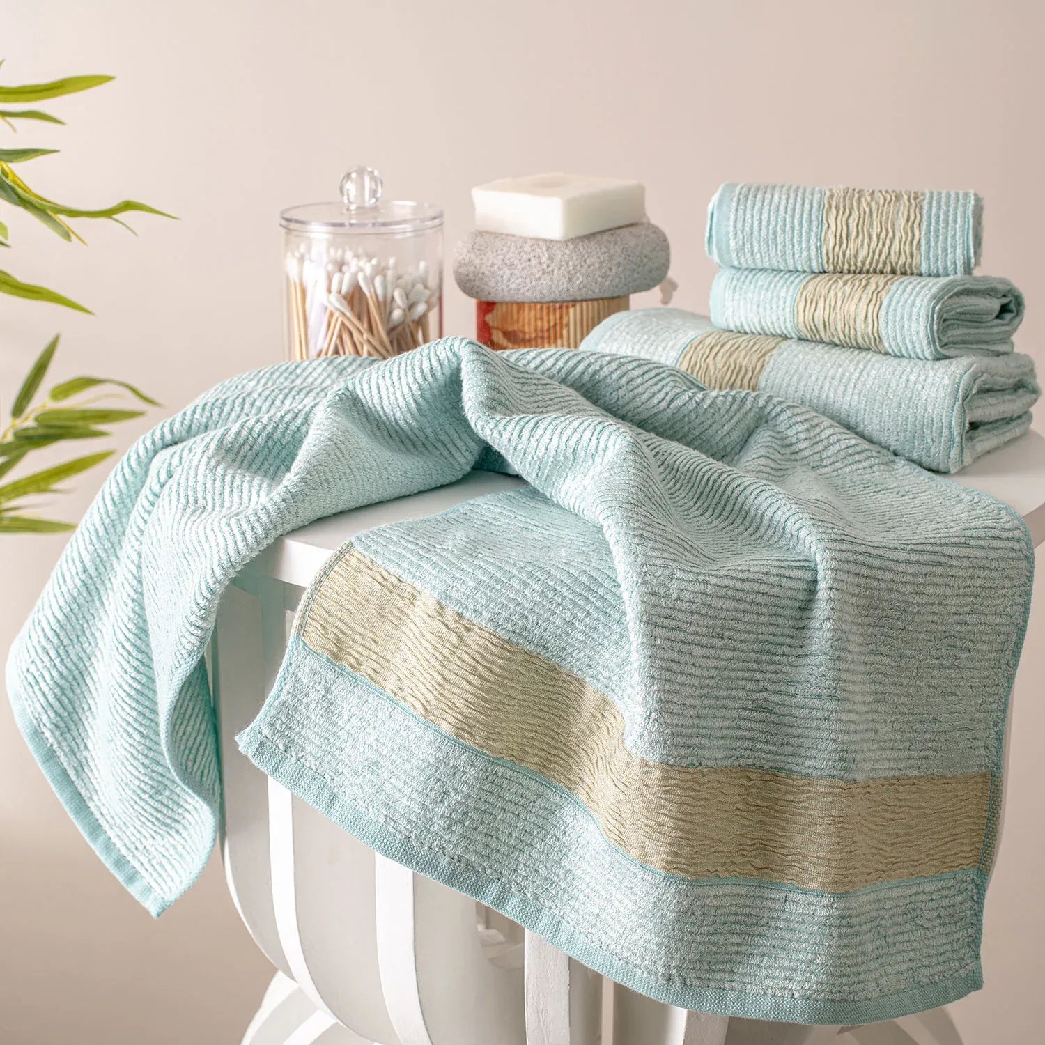 The Bamboo 2 Pcs Hand Towel – Ultra-Absorbent Elegance for Everyday Use| Color : Light Blue 01