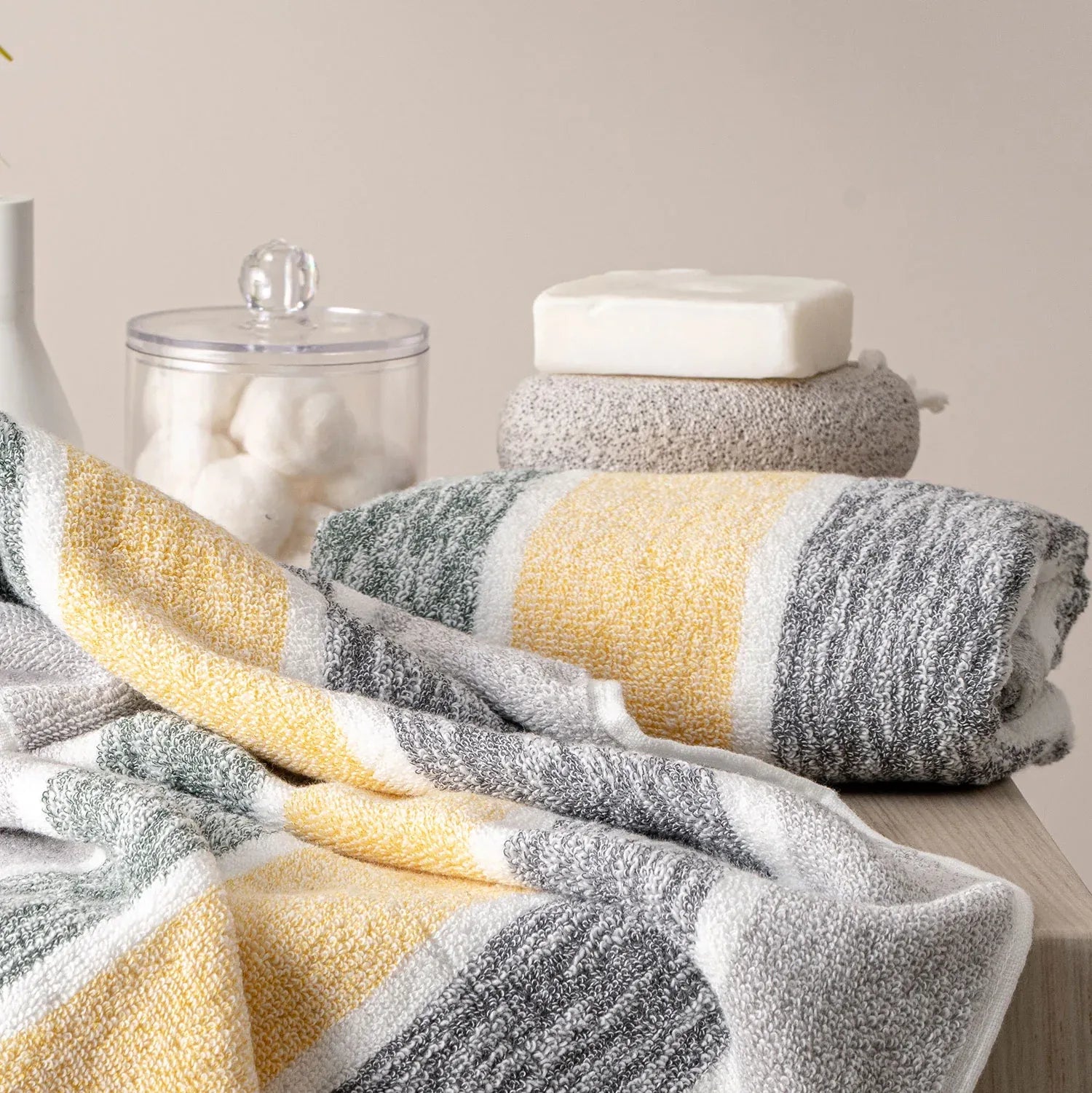 The Bamboo 2 Pcs Hand Towel – Ultra-Absorbent Elegance for Everyday Use| Color : Yellow 06