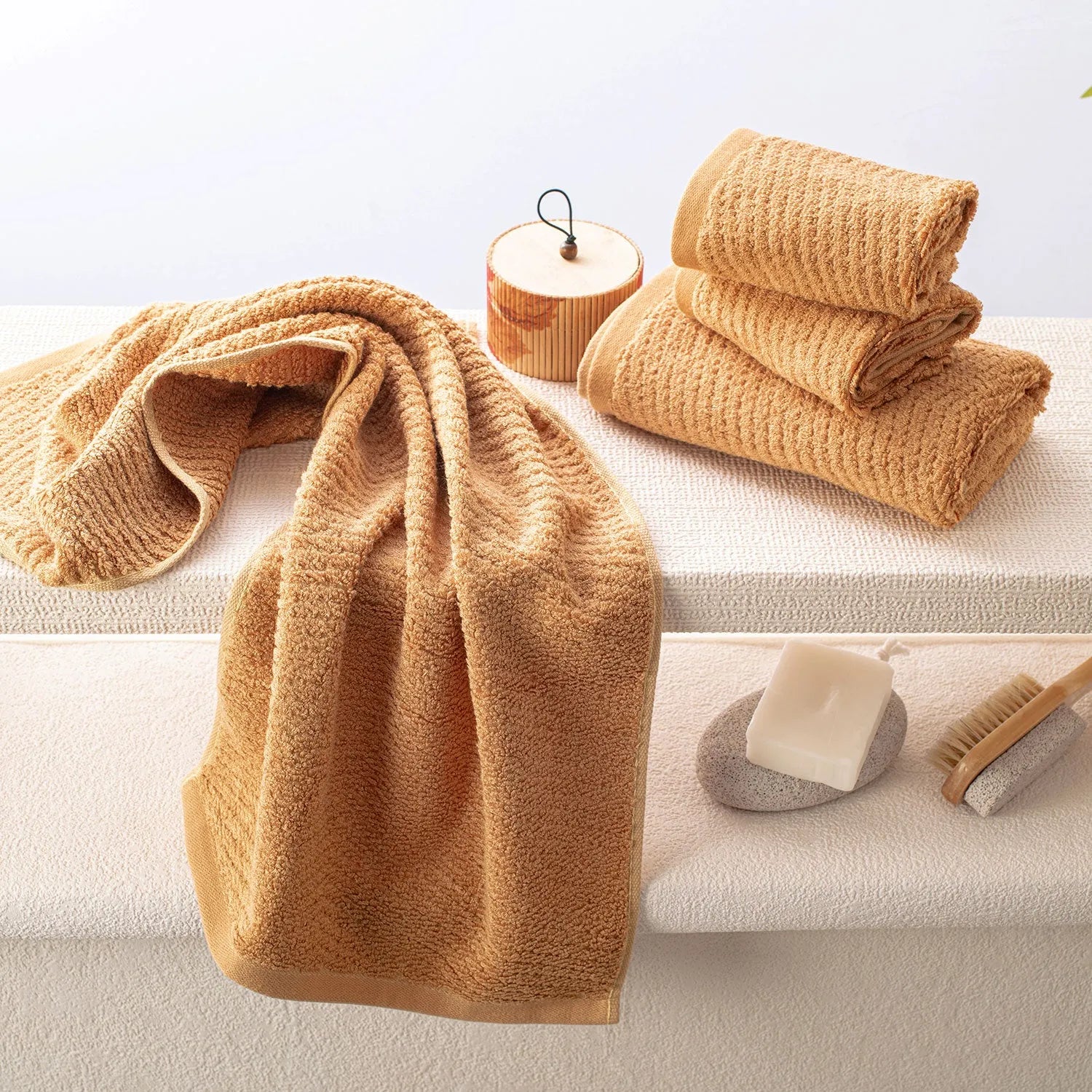 The Bamboo 2 Pcs Hand Towel – Ultra-Absorbent Elegance for Everyday Use| Color : Brown 04