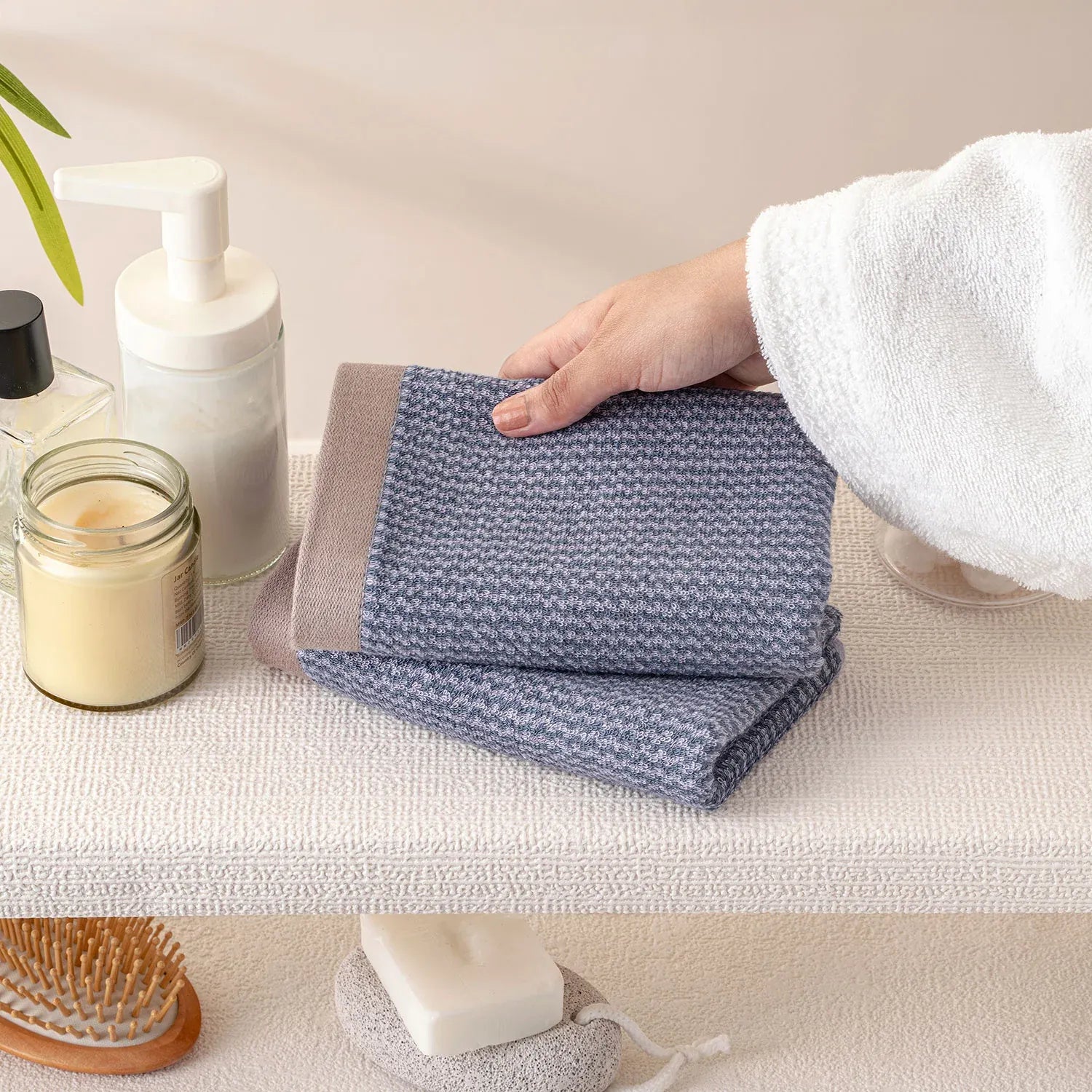 The Bamboo 2 Pcs Hand Towel – Ultra-Absorbent Elegance for Everyday Use| Color : Grey 02