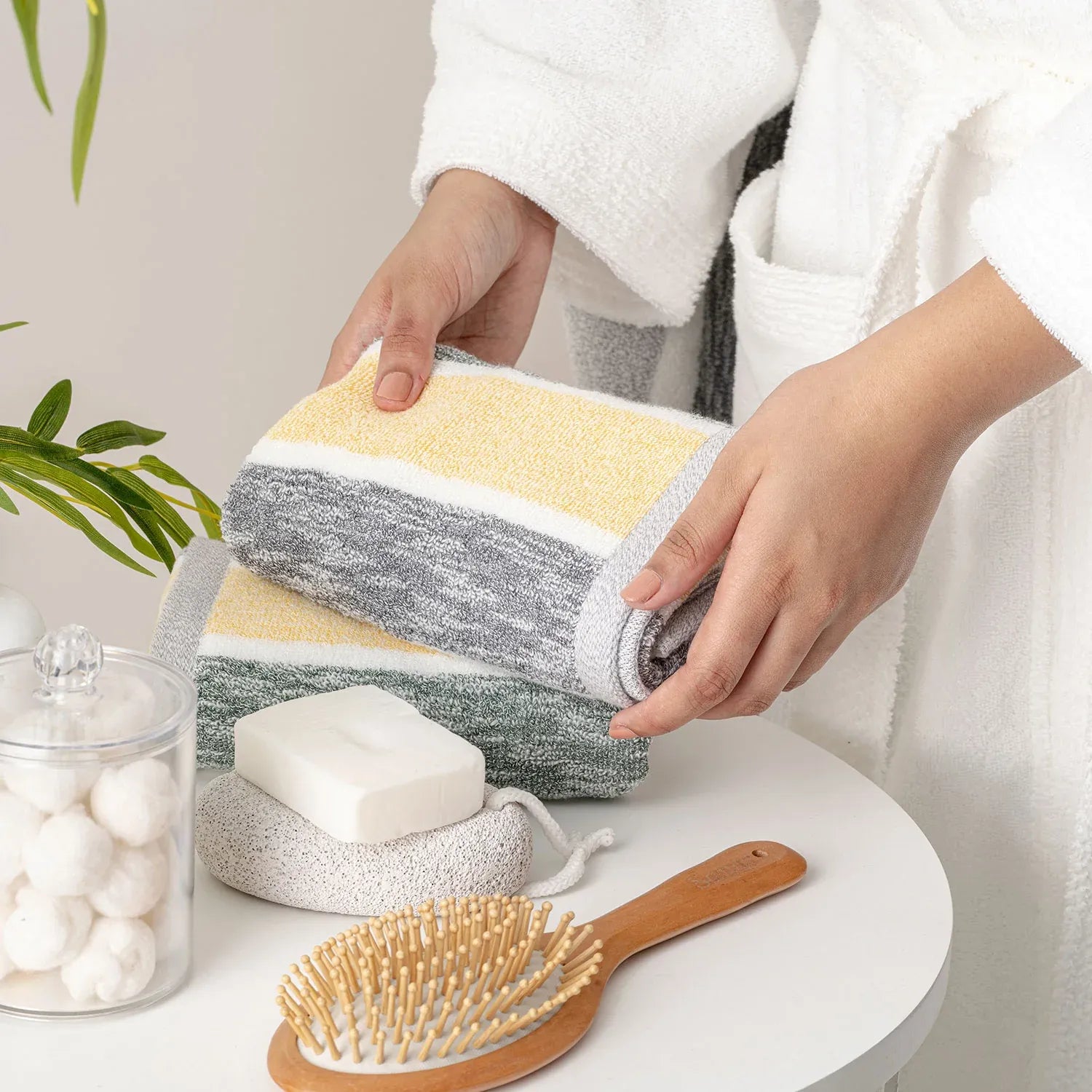 The Bamboo 2 Pcs Hand Towel – Ultra-Absorbent Elegance for Everyday Use| Color : Yellow 06