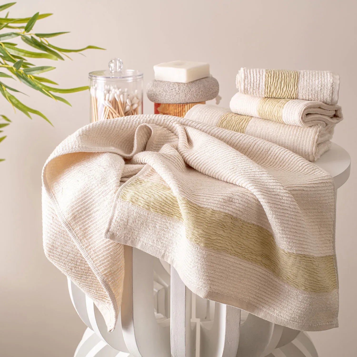 The Bamboo 2 Pcs Hand Towel – Ultra-Absorbent Elegance for Everyday Use| Color : Off White 01