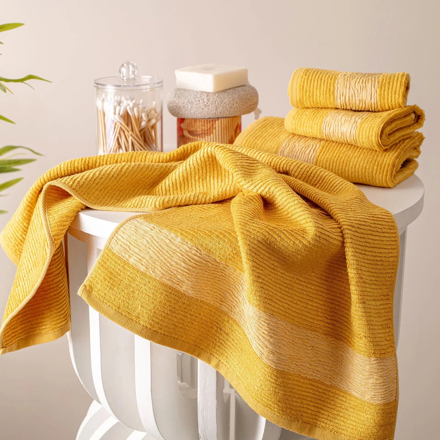 The Bamboo 2 Pcs Hand Towel – Ultra-Absorbent Elegance for Everyday Use| Color : Yellow 01