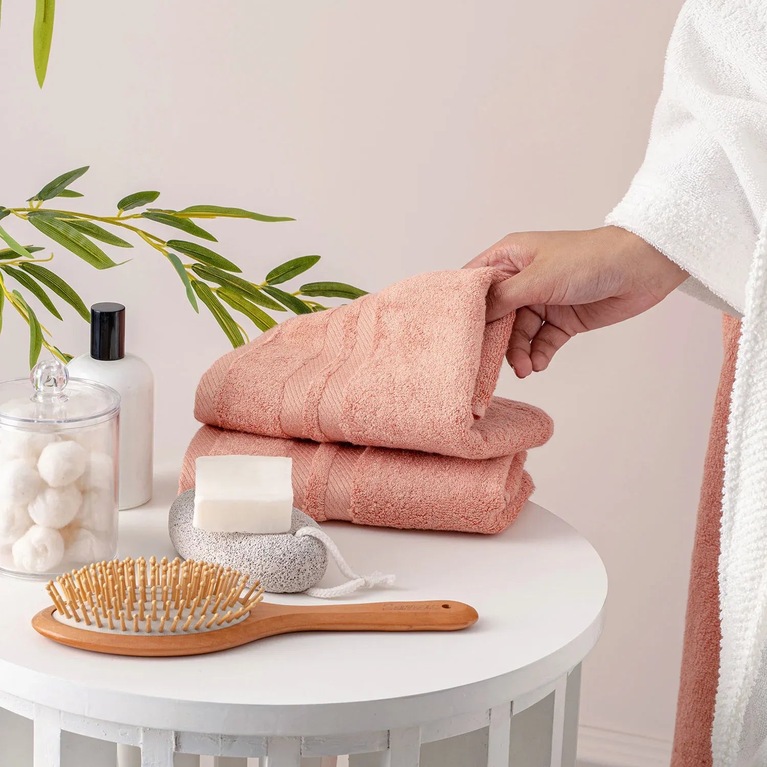 The Bamboo 2 Pcs Hand Towel – Ultra-Absorbent Elegance for Everyday Use| Color : Orange 03