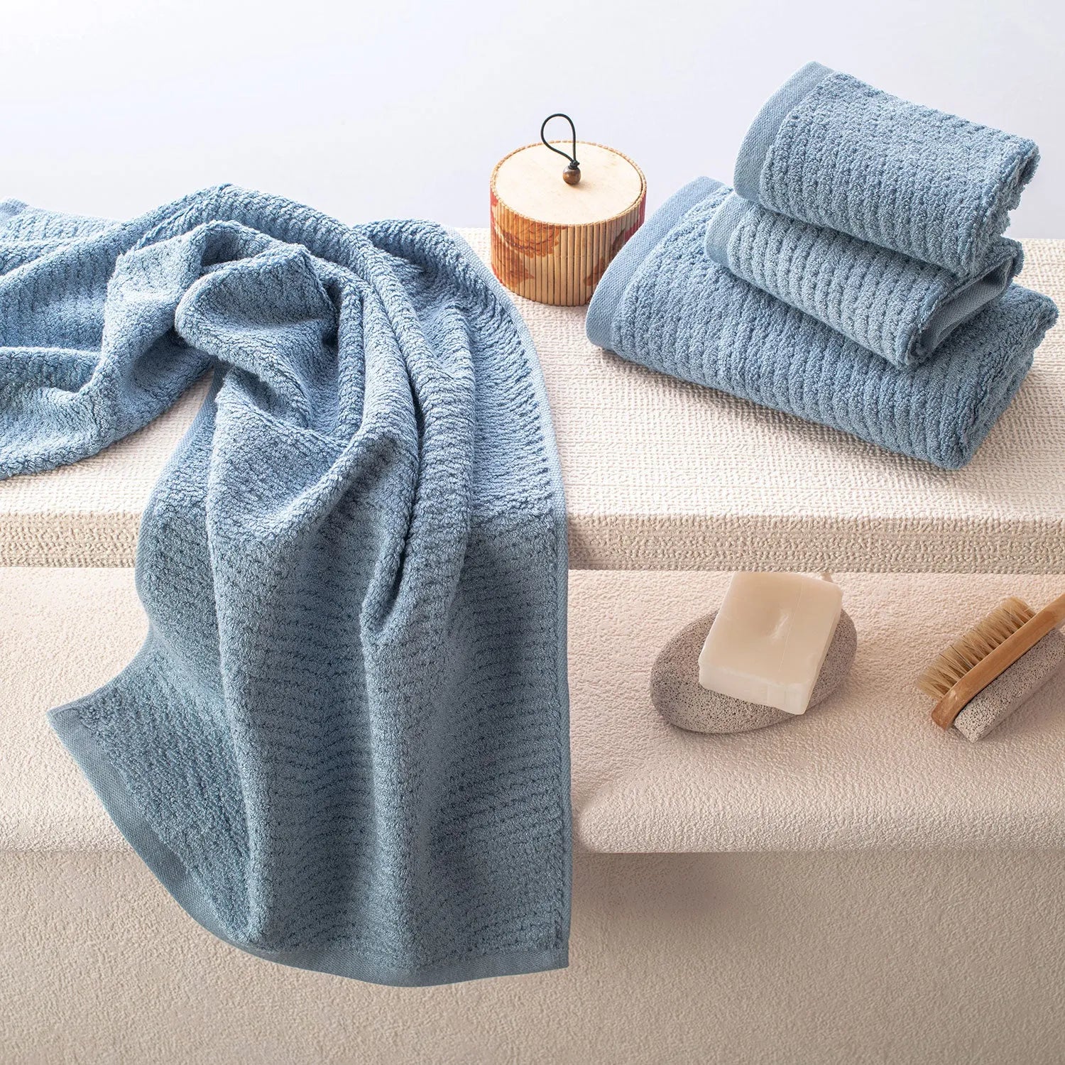 The Bamboo 2 Pcs Hand Towel – Ultra-Absorbent Elegance for Everyday Use| Color : Blue 04