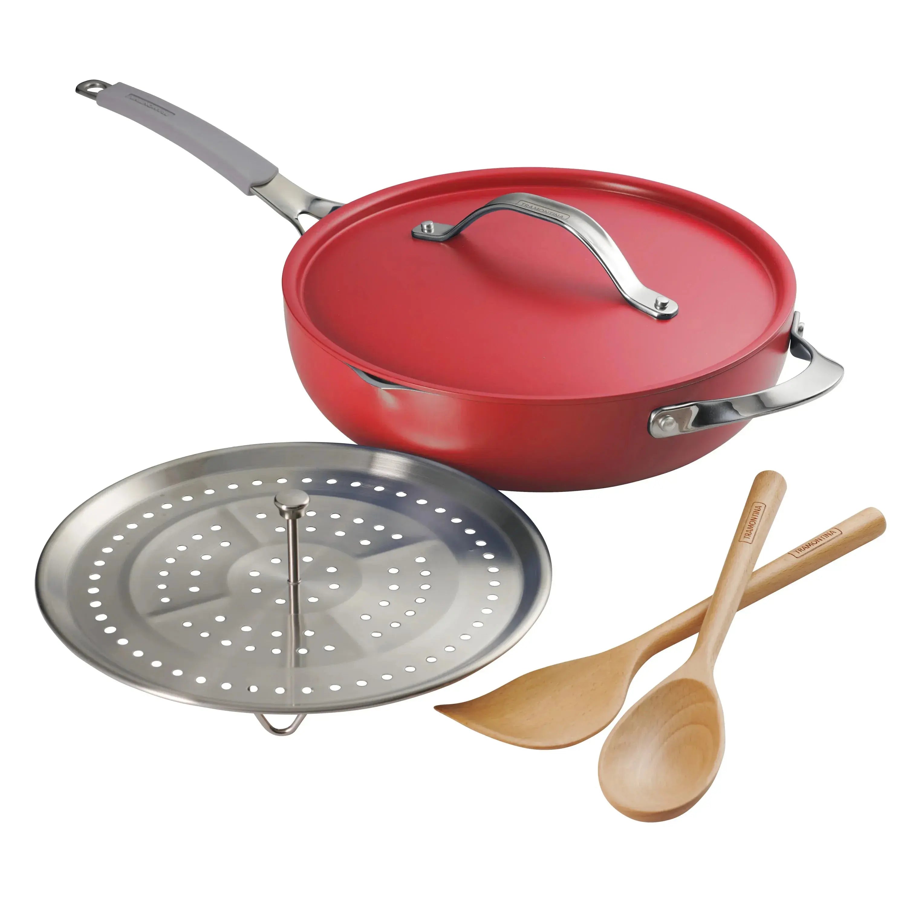 All-in-One Plus Pan 30cm/4.7L Red Tramontina