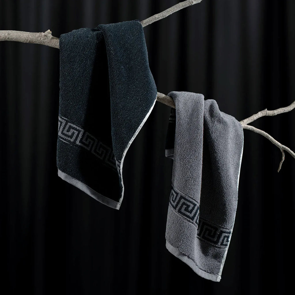ROMA 2 Pcs Hand Towel - Border | Color : Black