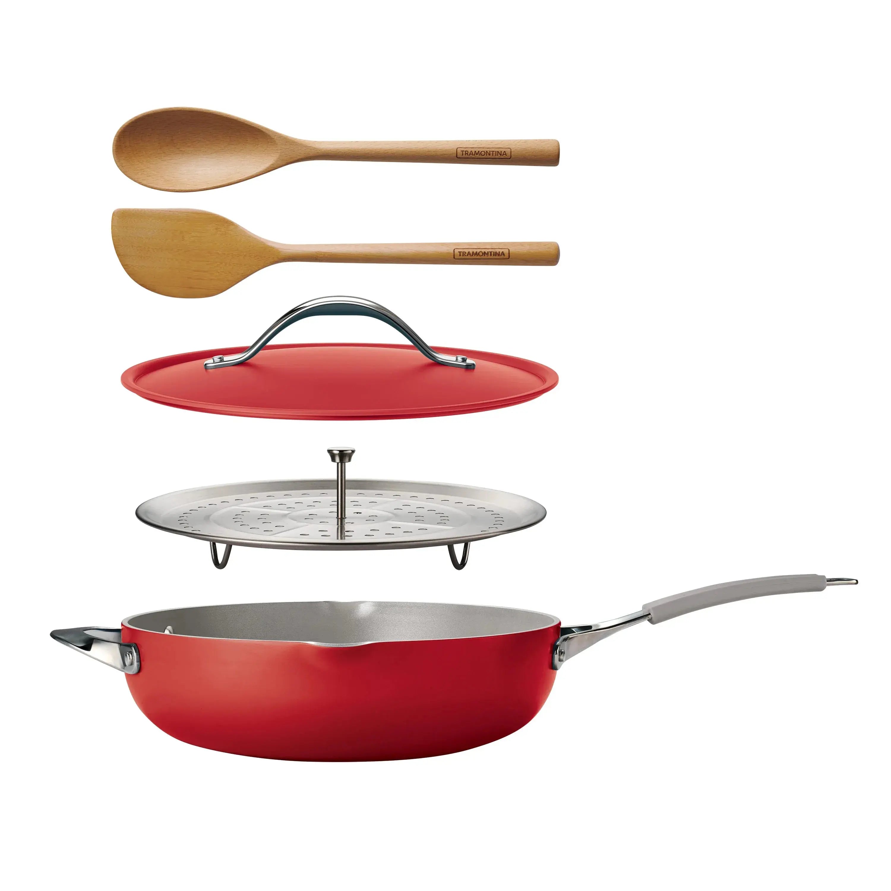 All-in-One Plus Pan 30cm/4.7L Red Tramontina