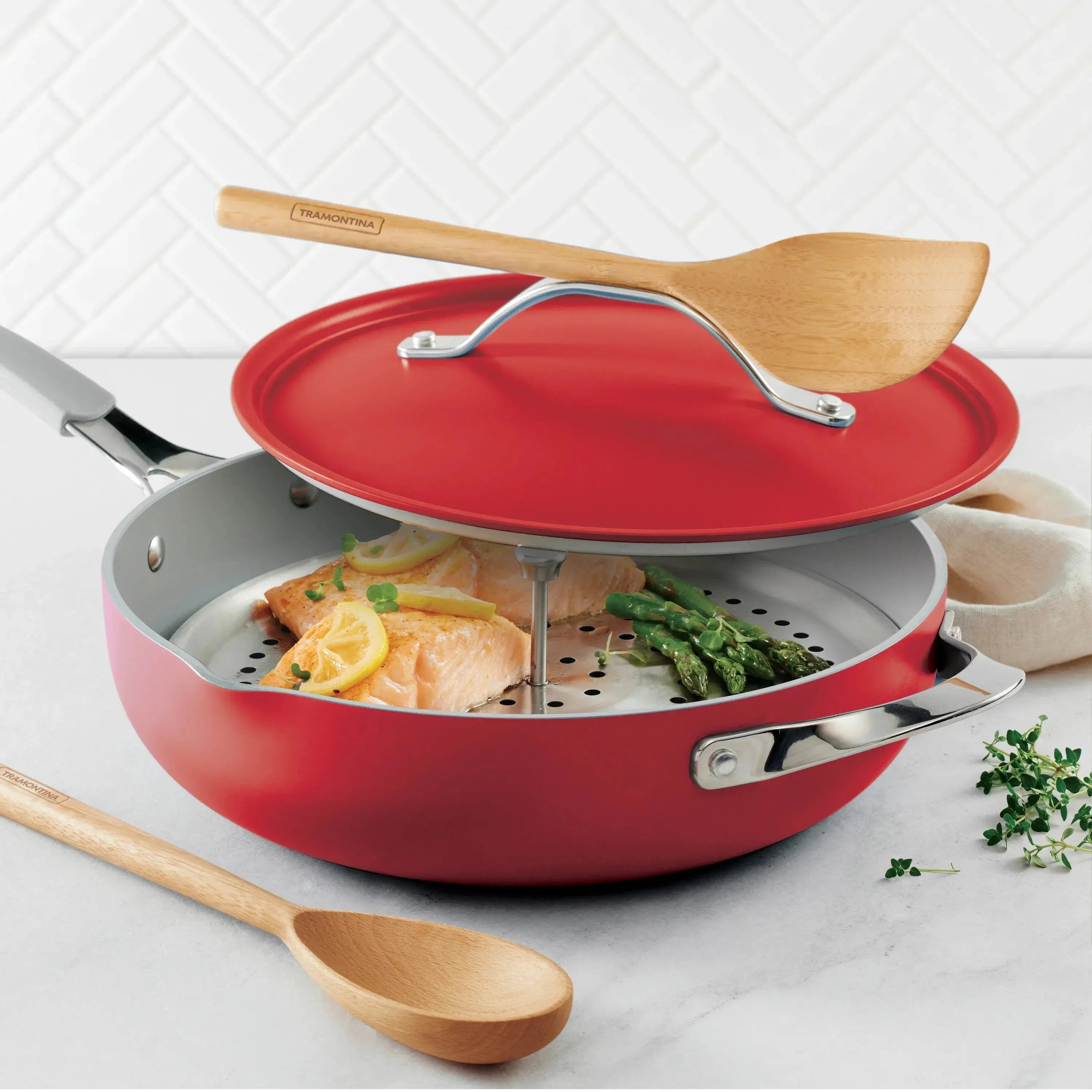 All-in-One Plus Pan 30cm/4.7L Red Tramontina
