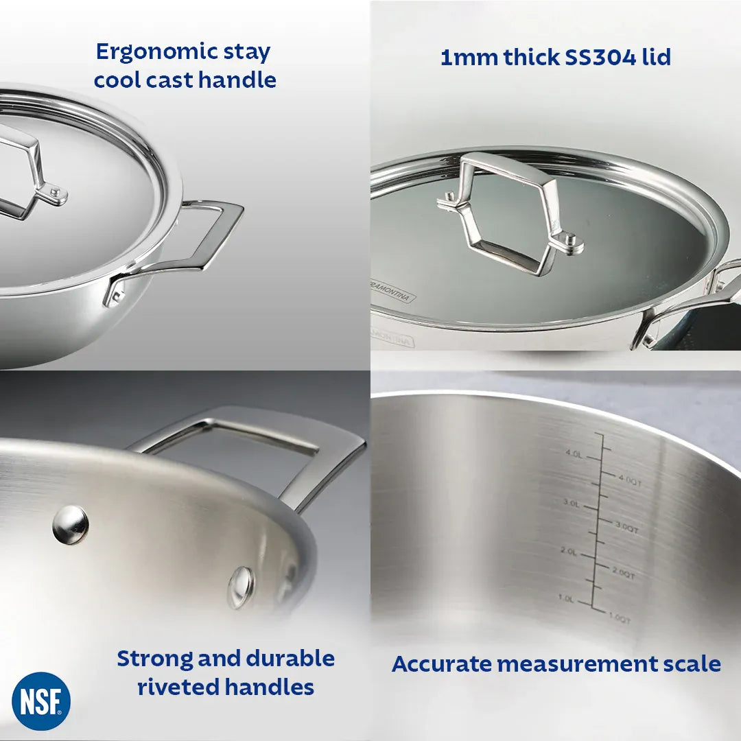 Aeion Triply Deep Kadai with SS Lid