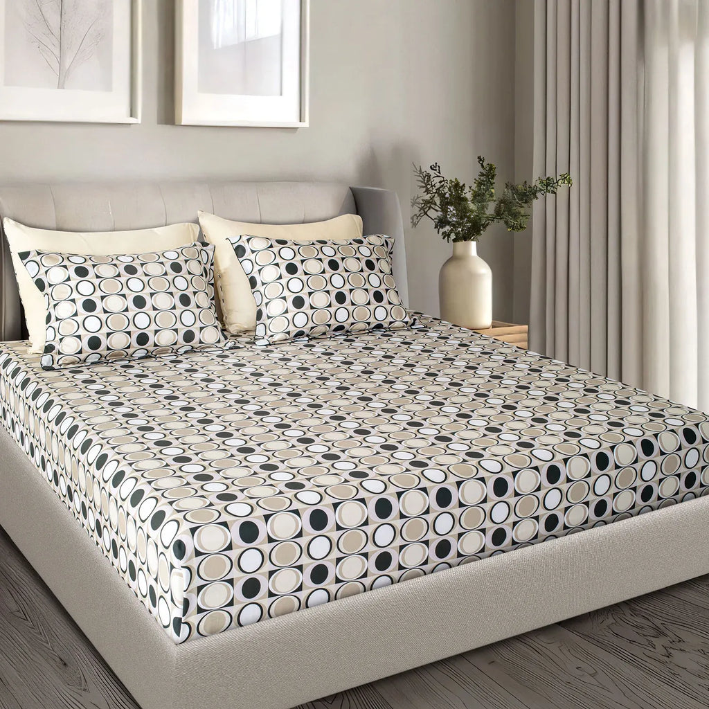 Aiva 550 TC 100% Cotton Bedsheet | Color: SGBK 387