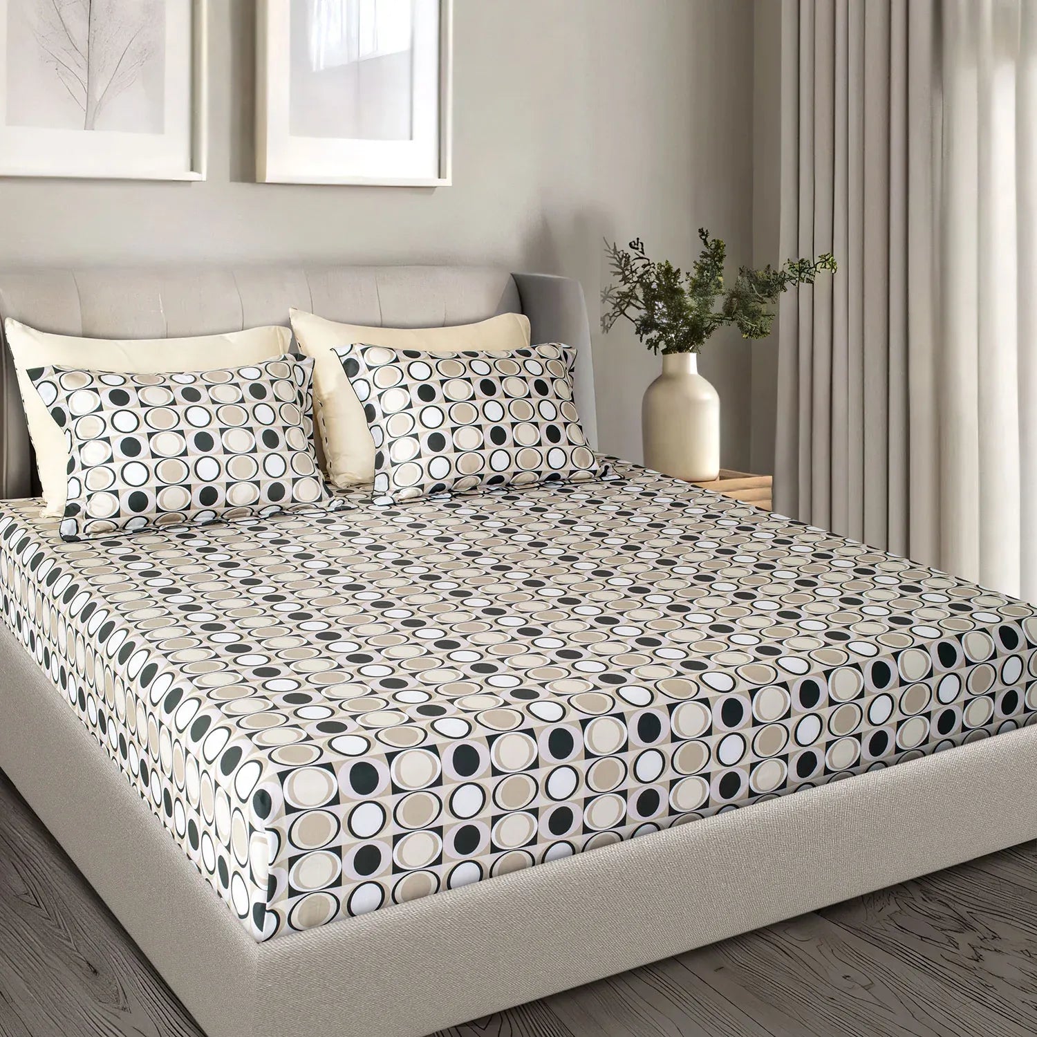 Aiva 550 TC 100% Cotton Bedsheet | Color: SGBK 387