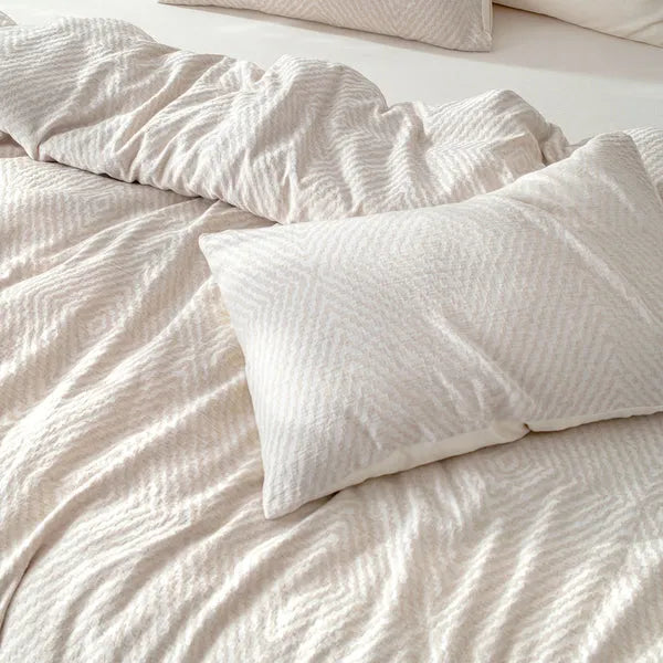 Linen Cotton JQ Bedding Collection - Everyday Softness | Color : Ivory Mirage