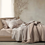 Linen Cotton Quilted Bed Spread Set – Lightweight All-Season Comfort - 7pcs Set | Color : Beige