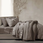 Linen Cotton Quilted Bed Spread Set – Lightweight All-Season Comfort - 7pcs Set | Color : Brown