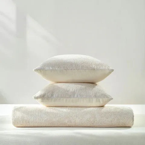 Linen Cotton JQ Bedding Collection - Everyday Softness | Color : Ivory Bloom