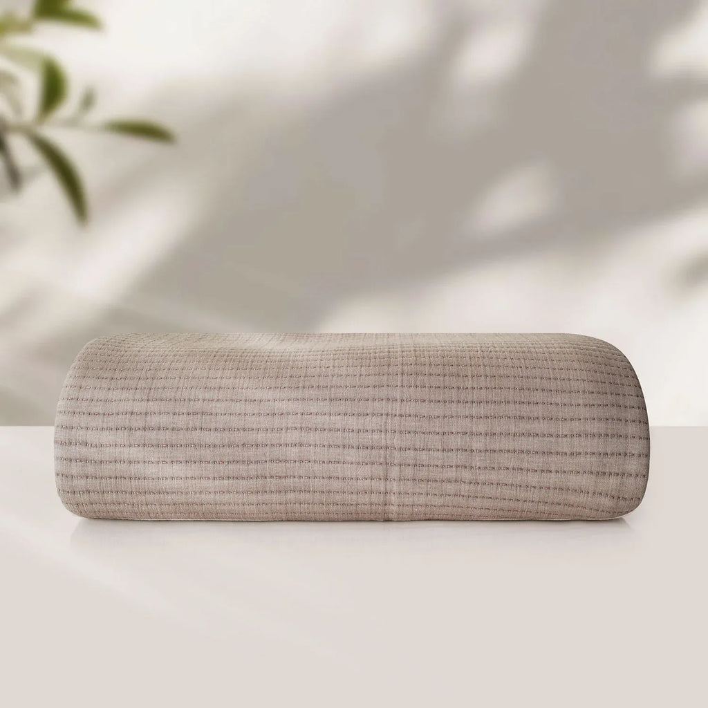 Linen Cotton Quilted Bed Spread Set – Lightweight All-Season Comfort - 7pcs Set | Color : Beige