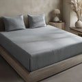 Linen Cotton Quilted Bed Spread Set – Lightweight All-Season Comfort - 3pcs Set | Color : Gray