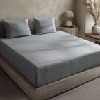 Linen Cotton Quilted Bed Spread Set – Lightweight All-Season Comfort - 3pcs Set | Color : Gray