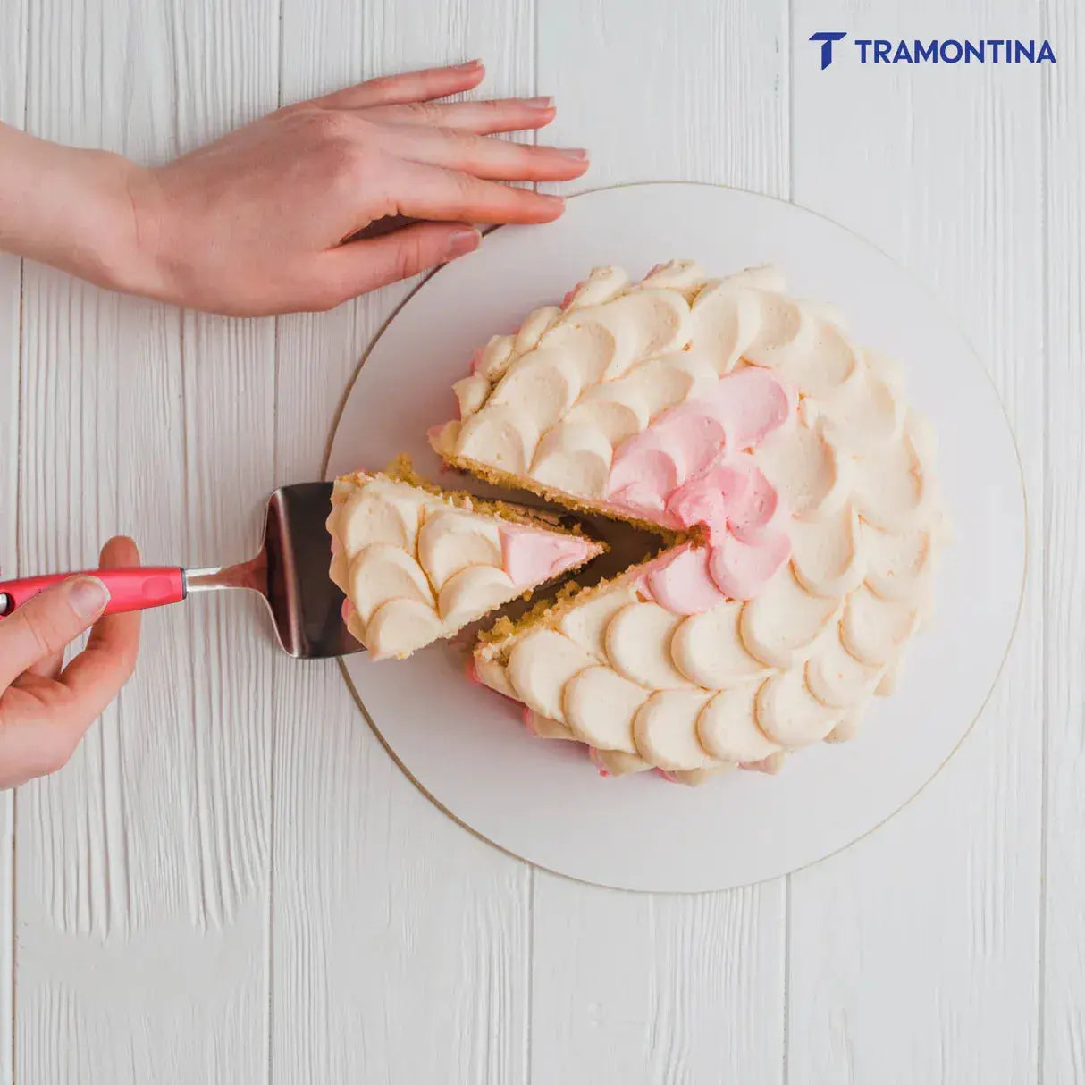 Utilitá stainless steel cake spatula with red polypropylene handle Tramontina