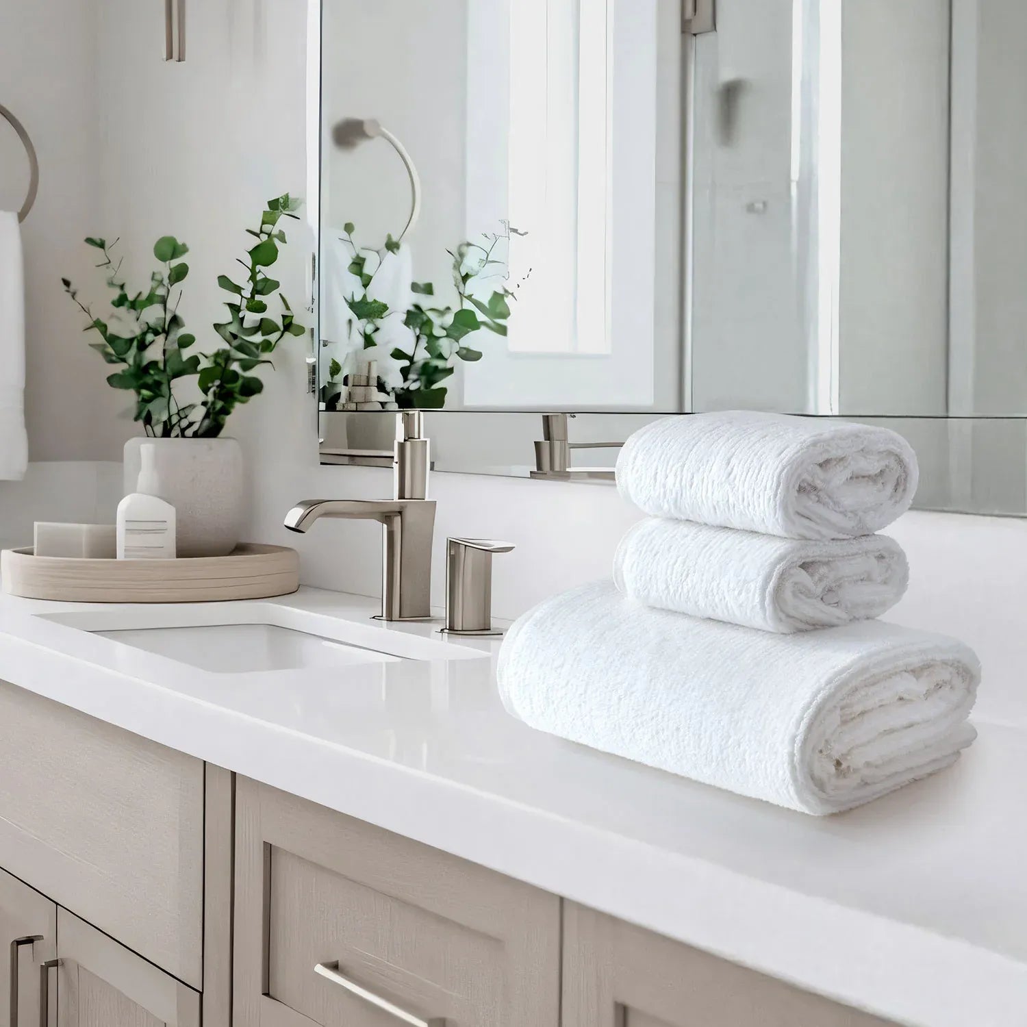 Earth Cotton 3pc Towel Set - 100% Cotton Towels Color : Snow White