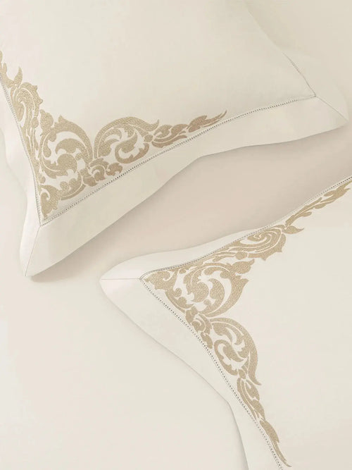 BAROQUE-SNOW WHITE KING BED SHEET SET | 1 KING BEDSHEET , 2Pcs PILLOW COVERS Sansaar A D'decor Brand