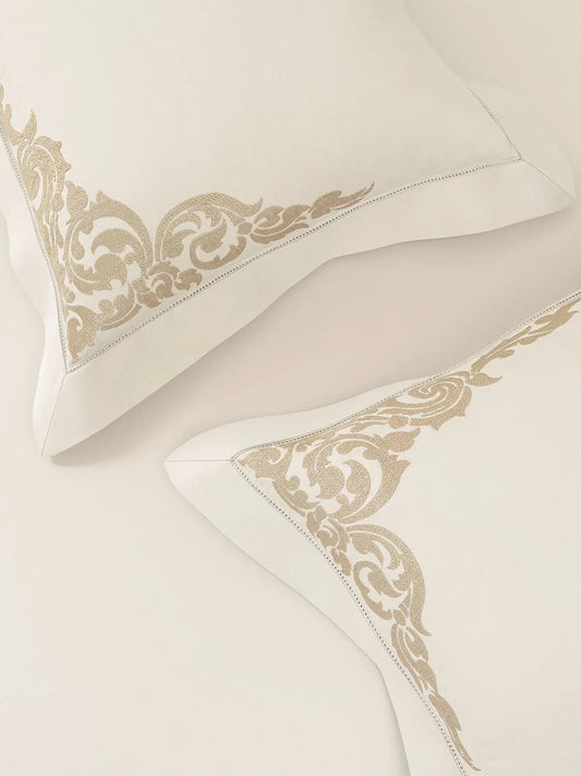 BAROQUE-SNOW WHITE KING BED SHEET SET | 1 KING BEDSHEET , 2Pcs PILLOW COVERS