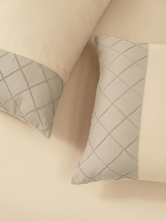 TRELLIS-BISCOTTI-FRENCH OAK KING BED SHEET SET | 1 KING BEDSHEET, 2Pcs PILLOW COVERS