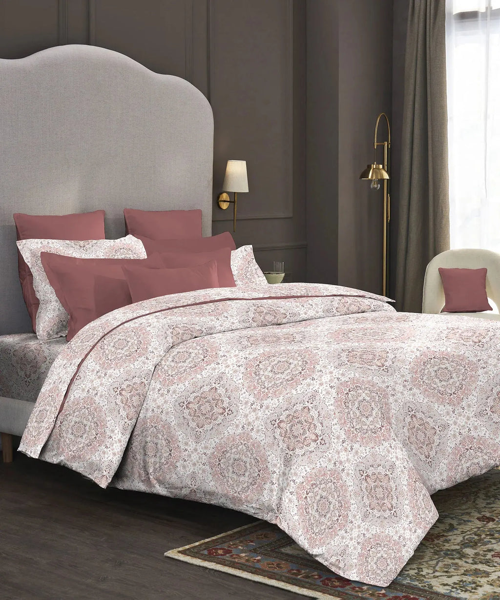 TRIDENT Nectarsoft Printed Bedsheet , 400TC , 100% Cotton - MATILDA WINE Trident