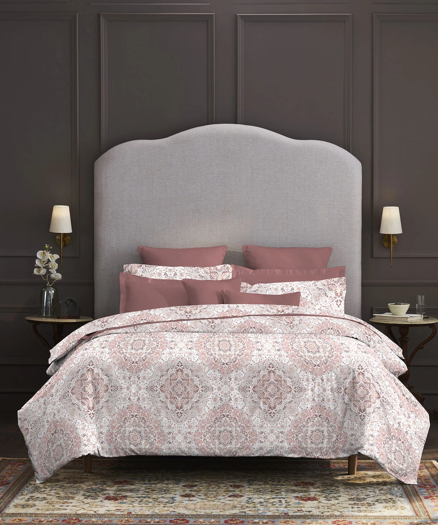 TRIDENT Nectarsoft Printed Bedsheet , 400TC , 100% Cotton - MATILDA WINE