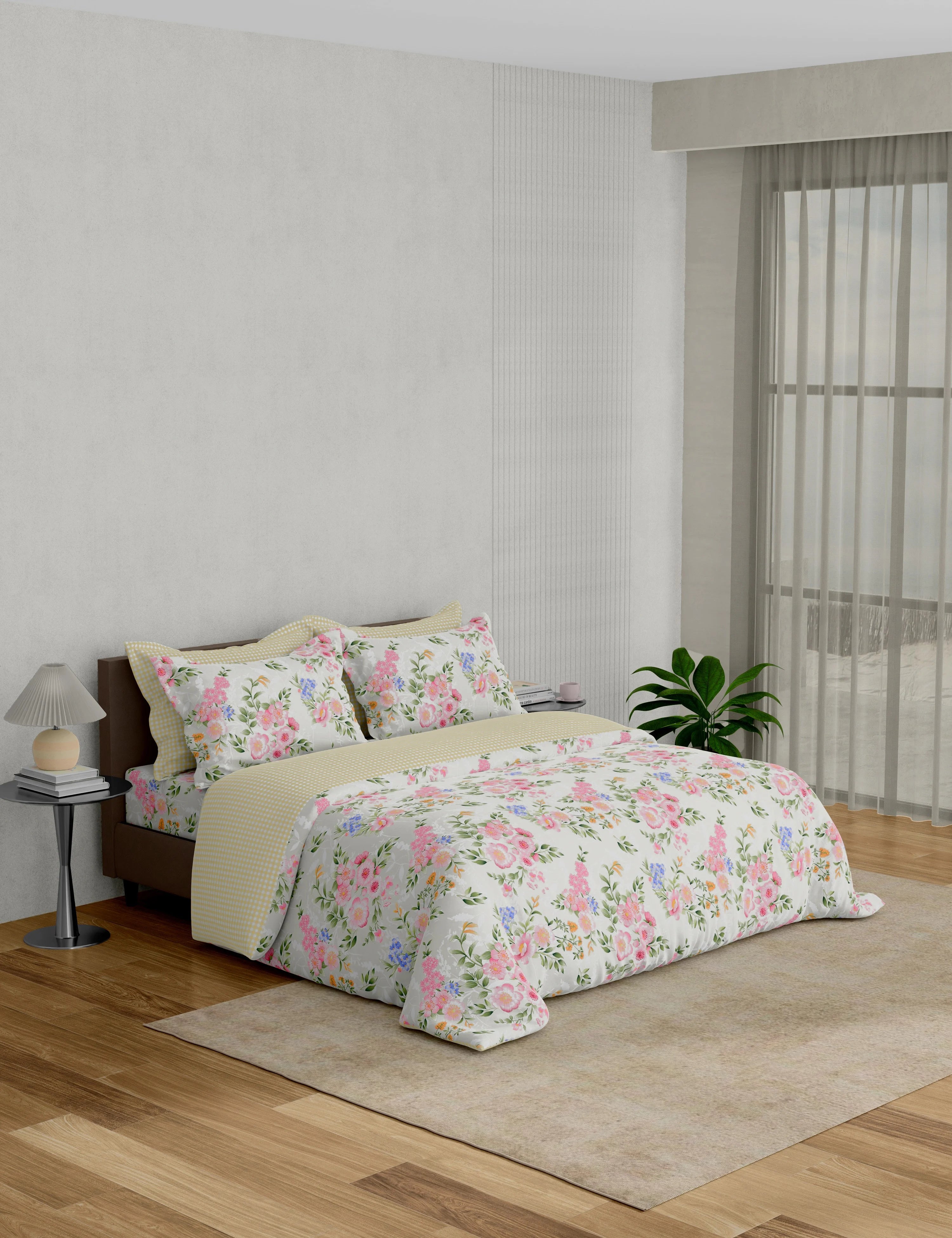Portico New York Minova 250 TC 100% Cotton Health Pro Printed Super King Bedsheet with 4Pillow Cover SS2026