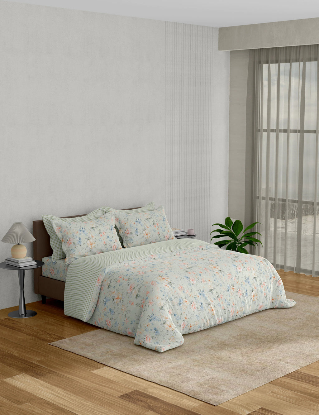 Portico New York Minova 250 TC 100% Cotton Health Pro Printed Super King Bedsheet with 4Pillow Cover SS2026