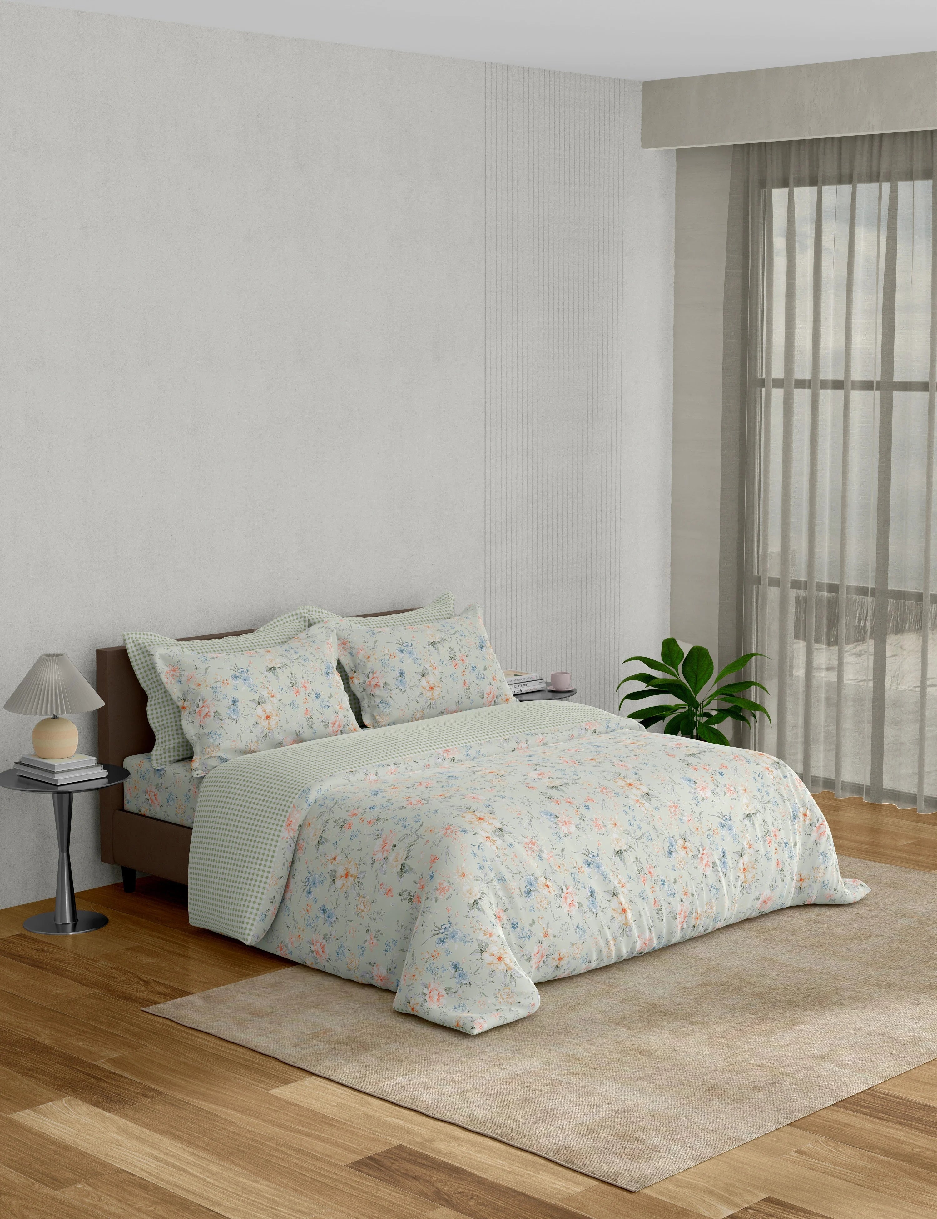 Portico New York Minova 250 TC 100% Cotton Health Pro Printed Super King Bedsheet with 4Pillow Cover SS2026