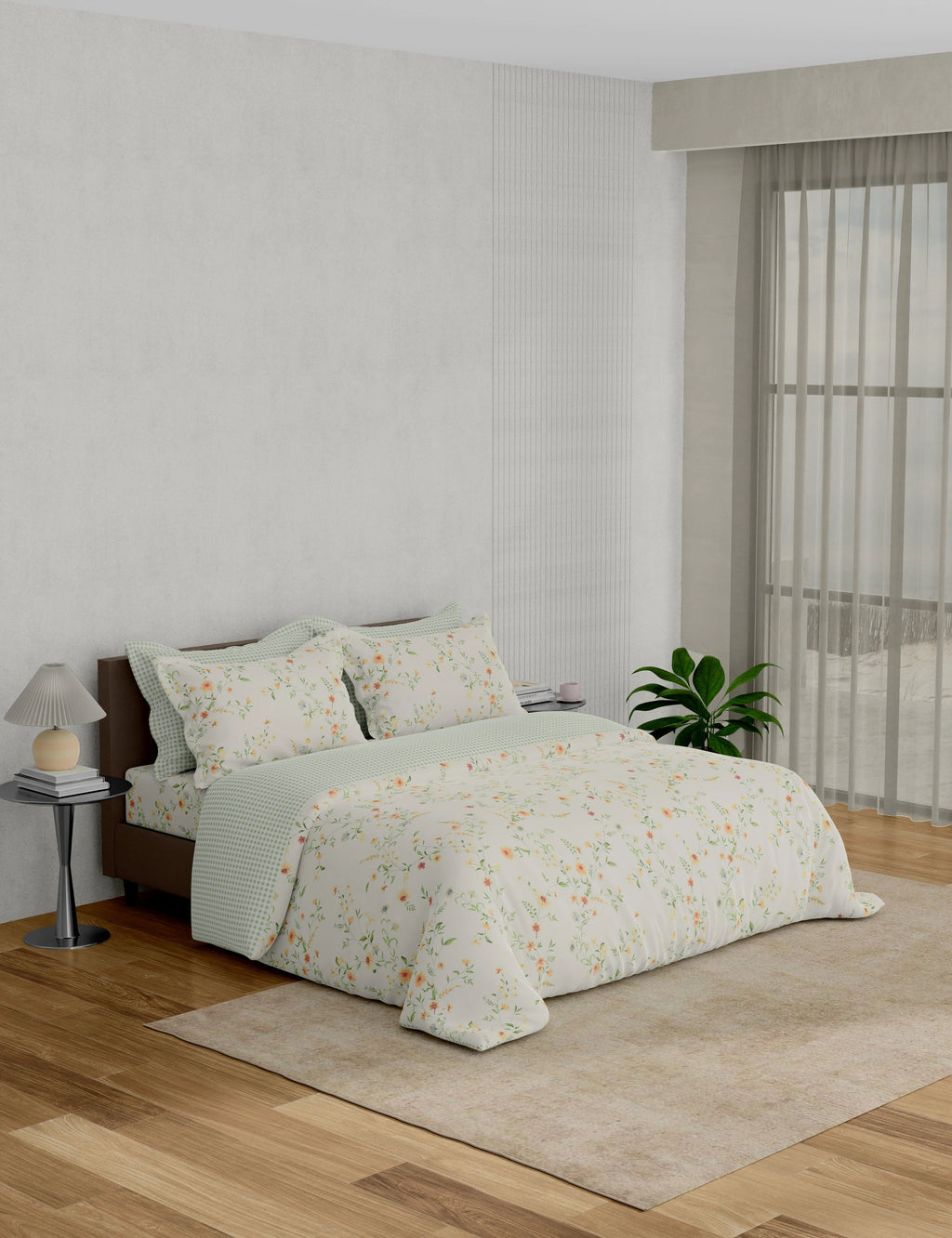 Portico New York Minova 250 TC 100% Cotton Health Pro Printed Super King Bedsheet with 4Pillow Cover SS2026