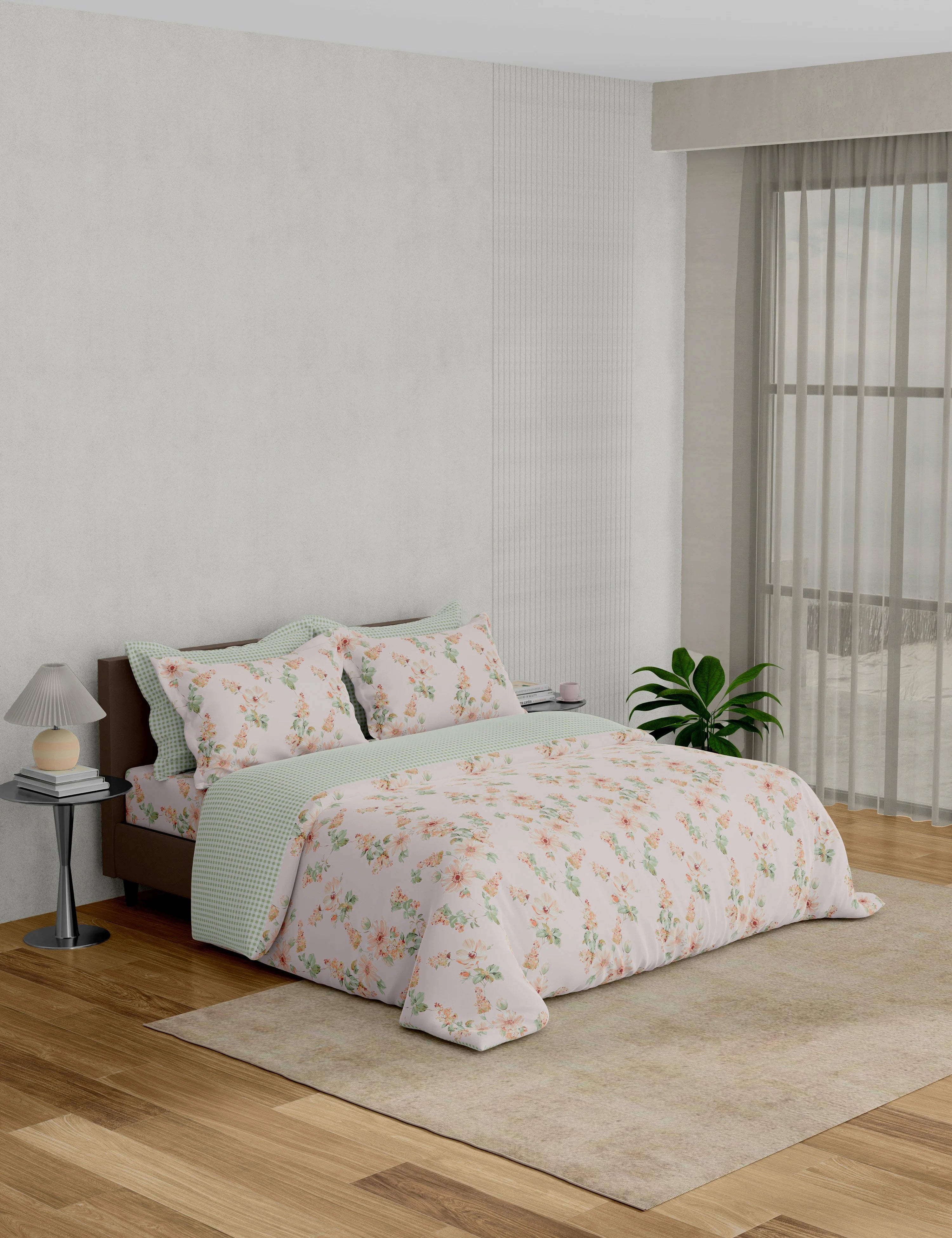 Portico New York Minova 250 TC 100% Cotton Health Pro Printed Super King Bedsheet with 4Pillow Cover SS2026