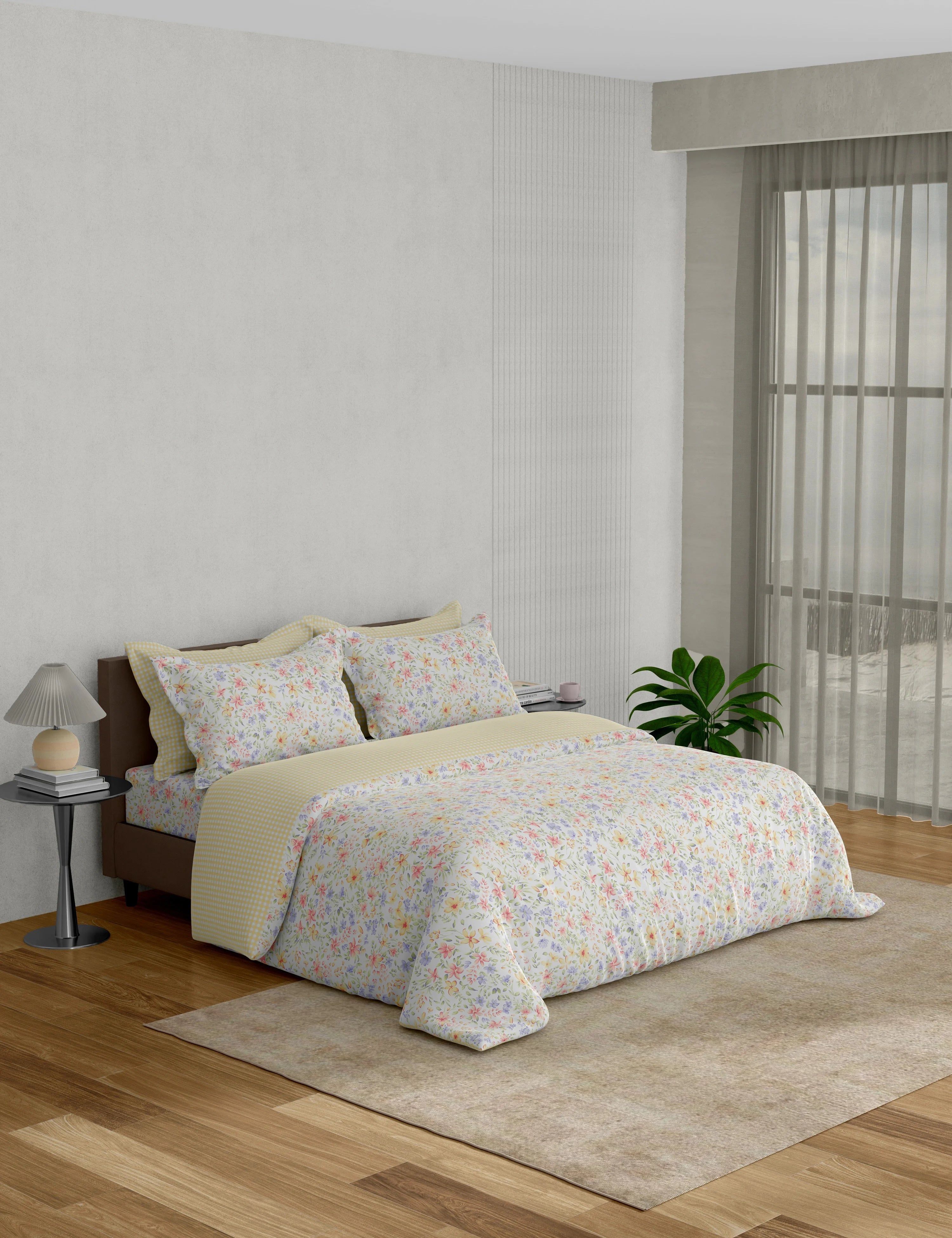Portico New York Minova 250 TC 100% Cotton Health Pro Printed Super King Bedsheet with 4Pillow Cover SS2026