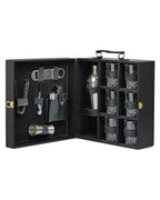 6 Glass Portable bar Set, Quilted Black GLASKART