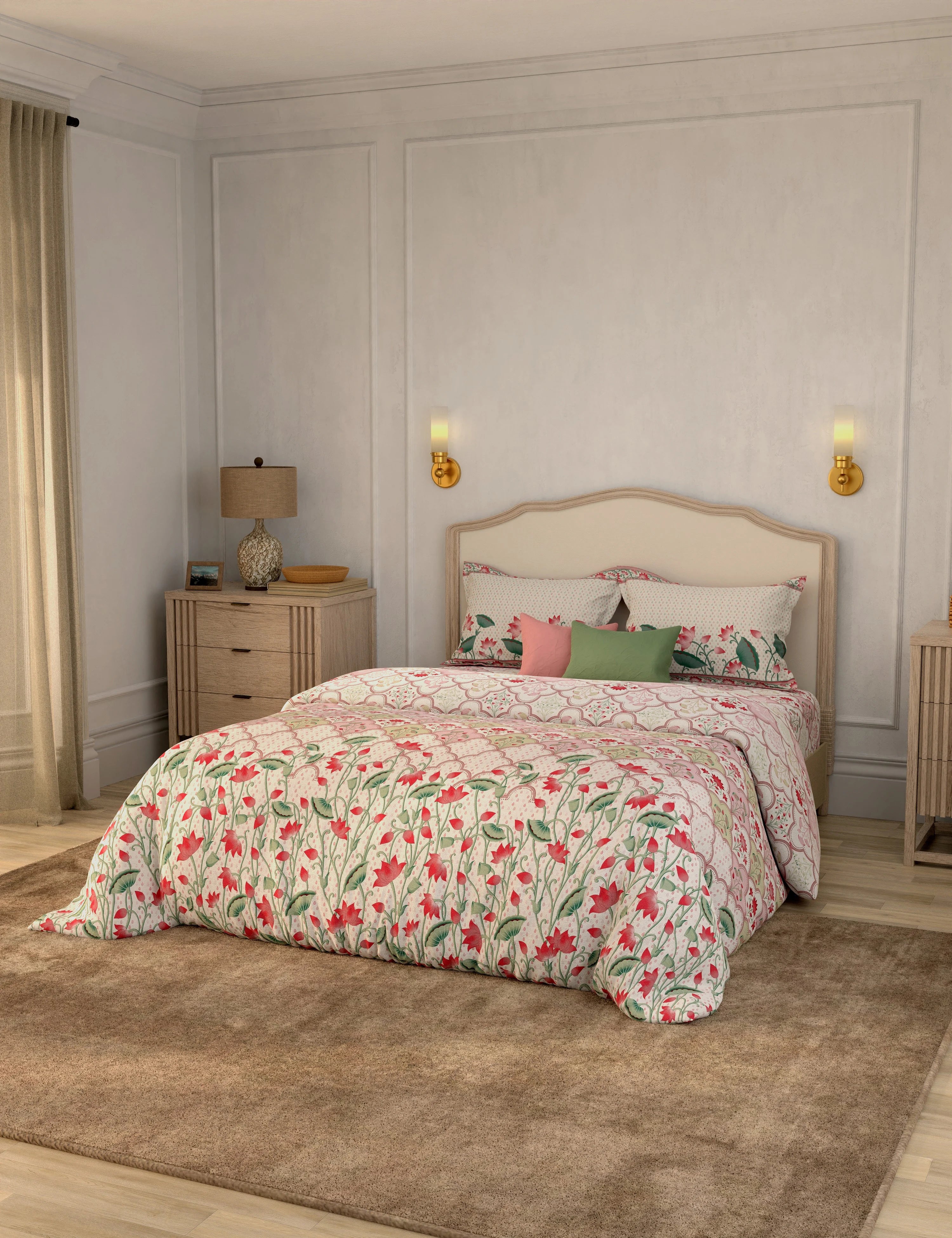 Portico New York Shalimaar 250 TC 100% Cotton Health Pro Printed Super King Bedsheet with 2Pillow Cover SS2026