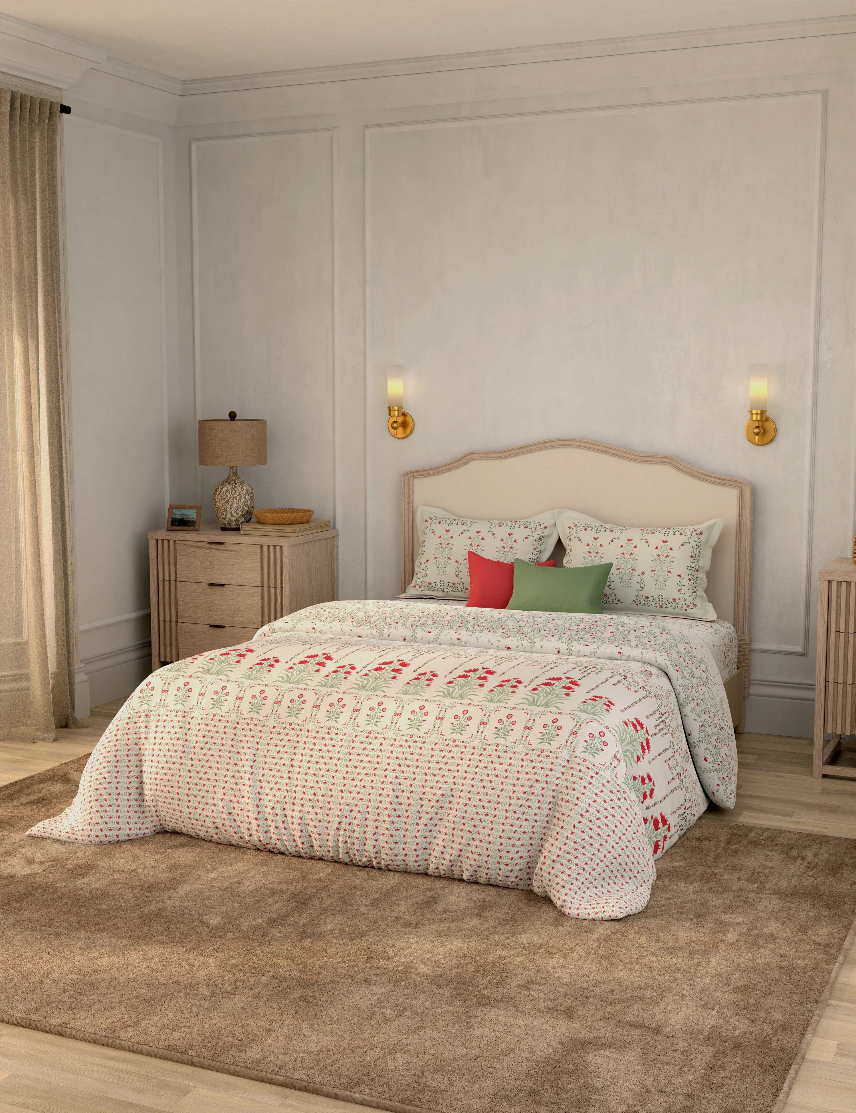 Portico New York Shalimaar 250 TC 100% Cotton Health Pro Printed Super King Bedsheet with 2Pillow Cover SS2026