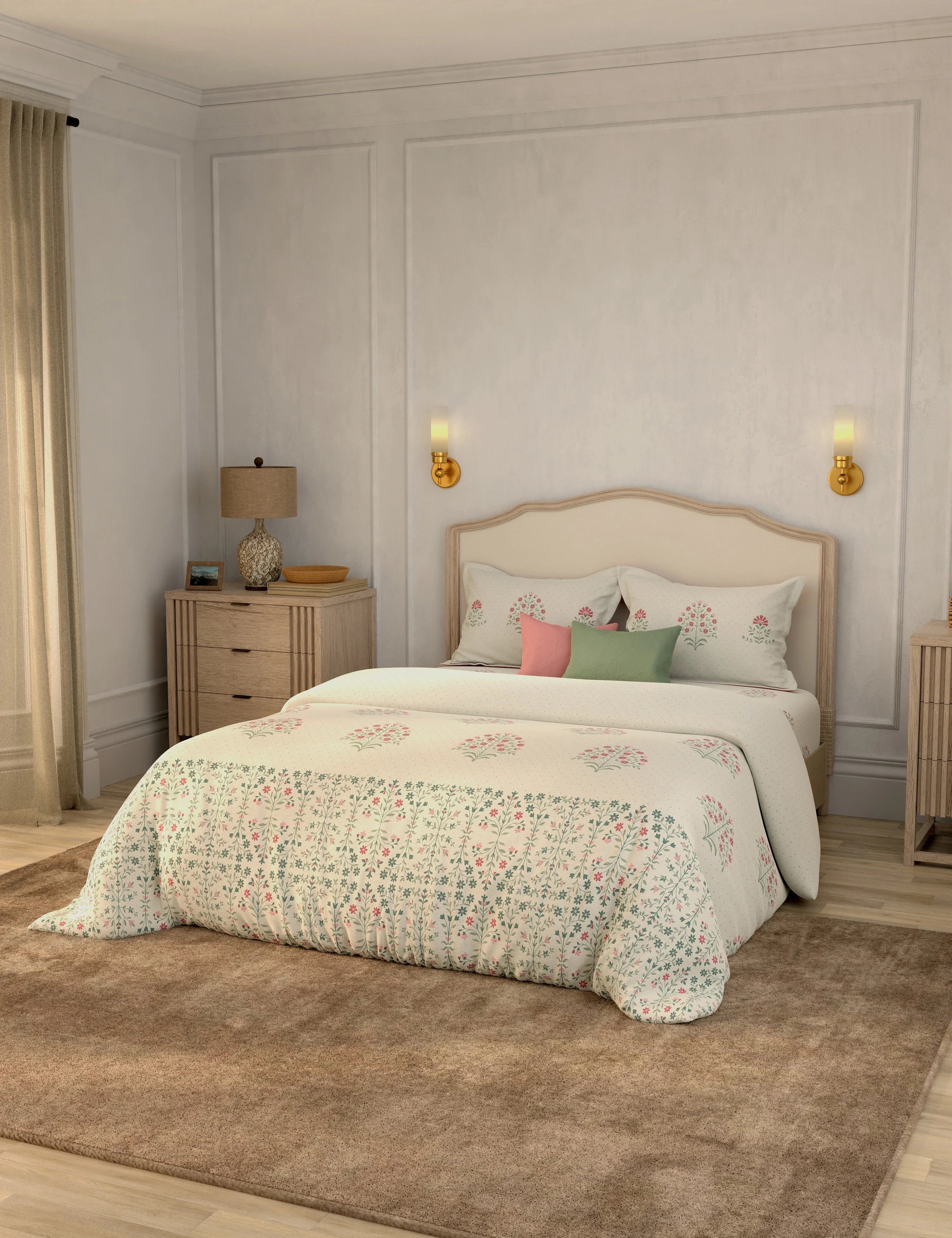 Portico New York Shalimaar 250 TC 100% Cotton Health Pro Printed Super King Bedsheet with 2Pillow Cover SS2026