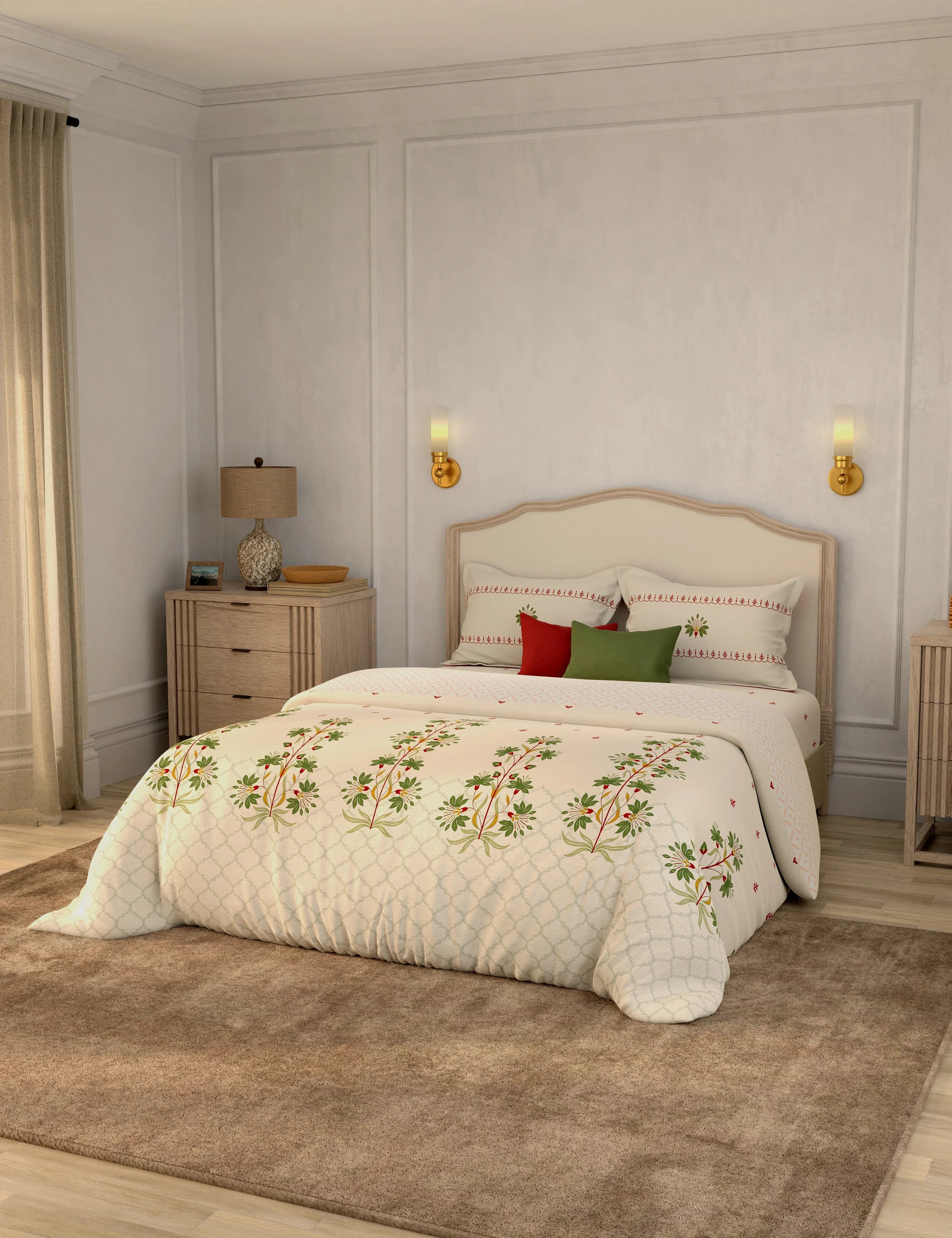 Portico New York Shalimaar 250 TC 100% Cotton Health Pro Printed Super King Bedsheet with 2Pillow Cover SS2026